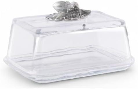 Arthur Court Glass Butter Dish with Lid Acorn Knob | Classic 2-Piece Design Covered Butter Keeper | Covers and Holds a Standard Stick of Butter | Cabin Lodge Rustic Décor