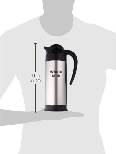 Service Ideas SSN100WHOLEET Steelvac Creamer Carafe,"Whole Milk" Etched, Stainless Vacuum Insulated, 1 Liter (33.8 Ounces), Dishwasher safe, NSF listed, Brushed finish