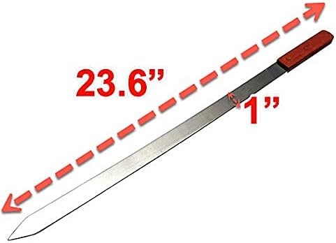 Premium Stainless Steel Barbecue Skewers BBQ Outdoor Grill Skewer stick Barbecue Fork with Solid Wood Handle for Grilling Shish Kebob Koubideh Persian Brazilian Kebab (3pcs)