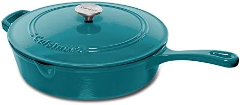 Cuisinart 12-Inch Cast Iron Chicken Fryer with Lid, 4.5 Quart Capacity, Porcelain Enameled Interior, Oven Safe, Induction Compatible, Teal