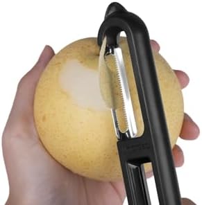 Linoroso 3 Pieces Vegetable Peeler Set with Straight Peeler, Serrated Peeler and Julienne Y-Peeler, Dishwasher Safe Classic Fruit Peeler for Kitchen, Potato Peelers for Peeling veggie and Food, Black