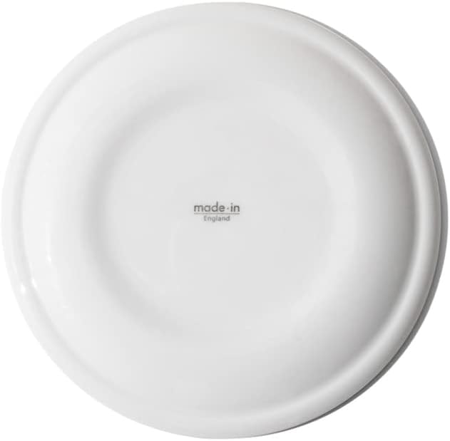 Made In Cookware - Set of 4 - Bread and Butter Plates - White With Black Rim - Porcelain - Crafted in England