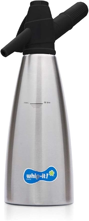 Whip-It! 1L SODA SIPHON STAINLESS STEEL w/Black Head