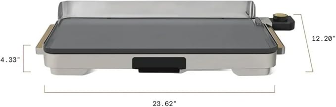 Electric Griddle 12x22 Inch with Backsplash, Nonstick Cooking Surface, Adjustable Temperature Control (Porcini Taupe)