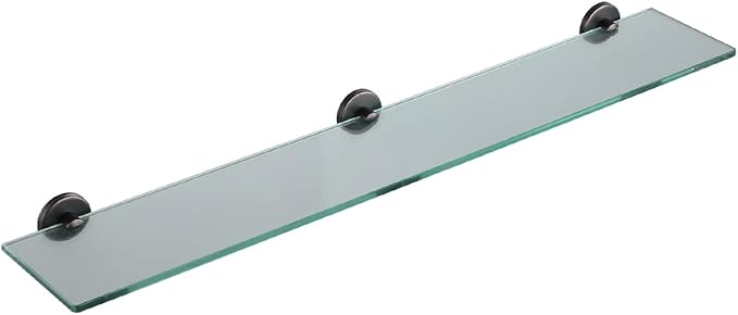 JQK Bathroom Glass Shelf Oil Rubbed Bronze, Tempered Glass Shower Storage 30 by 5 inches, 304 Stainless Steel ORB Wall Mount, TGS101L30-ORB