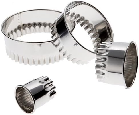 Ateco Fluted Edge Round Cutters in Graduated Sizes, Stainless Steel, 4 Pc Set