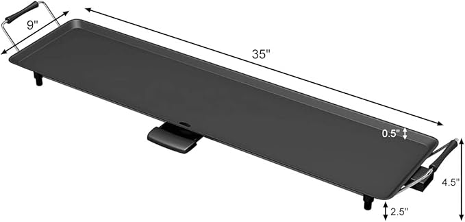 SIMOE 35'' Electric Teppanyaki Grill Griddle, BBQ Smokeless Grills, 2000W Indoor Outdoor Barbecue Griddles Table Top with Nonstick Surfaces and Adjustable 5 Temperature Setting