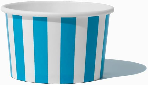UNIQ 1000-Count 4 oz Striped Paper Ice Cream Cups Blue Color | Disposable Dessert Bowls in Multiple Colors Frozen Dessert Supplies
