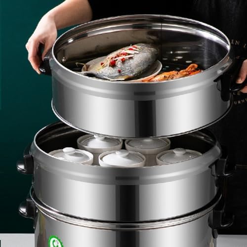 3-Tier Stainless Steel Electric Food Steamer with Automatic Heating & Static Control - Ideal for Healthy Meal Prep, Breakfast, & Cooking (220V)