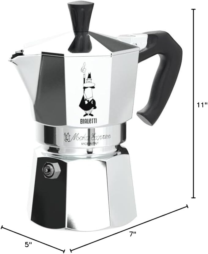 Bialetti - Moka Express: Iconic Stovetop Espresso Maker, Makes Real Italian Coffee, Moka Pot 12 Cups (22 Oz - 670 Ml), Aluminium, Silver