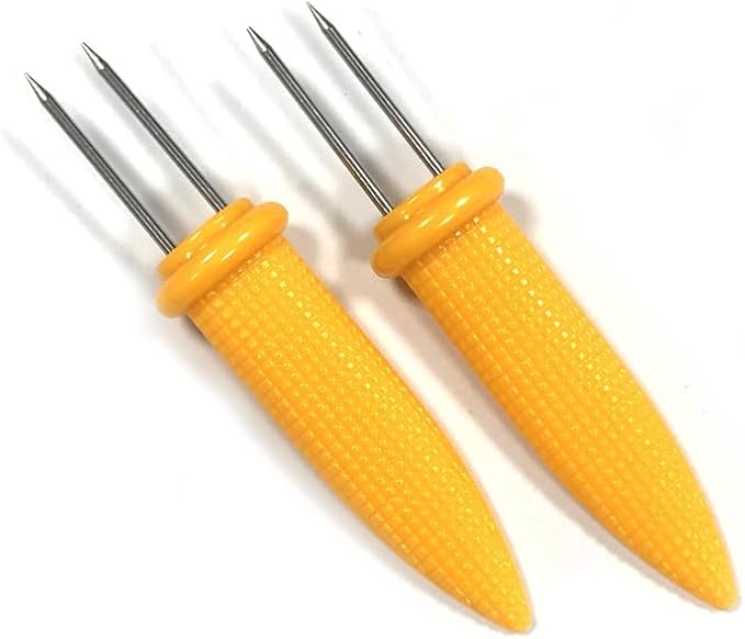 3.66 Inch Stainless Steel Corn Holders, Corn on The Grill, Corn on The Cob Skewers, Double Fork Sweet Corn Seat, Home & BBQ Cooking Fork (10 Pcs)
