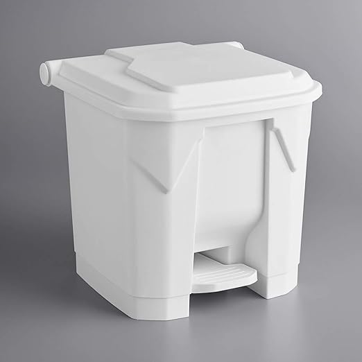 PRO&Family 32 Qt. / 8 Gallon White Rectangular Step-On Trash Can, Heavy-Duty Plastic Construction, Ideal for Home or Office
