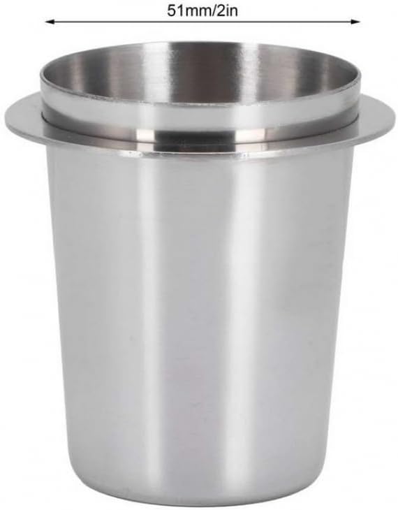 Coffee Dosing Cup 51mm, Espresso Coffee Dosing Cup, Stainless Steel Dosing Cup Compatible with All 58mm Portafilter,Coffee Powder Cup, Coffee Powder Feeder (1, Silver, 51mm)