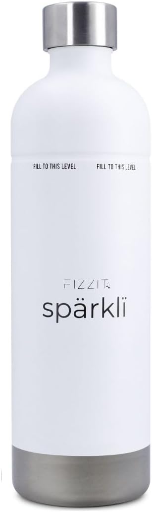 FIZZIT Spärkli 1L Stainless Steel Carbonating Bottle | Compatible with Aarke II & III, Philips GoZero & Monten Soda Makers | Reusable Sparkling Water Bottle, Dishwasher Safe, BPA-Free-Eco-Friendly