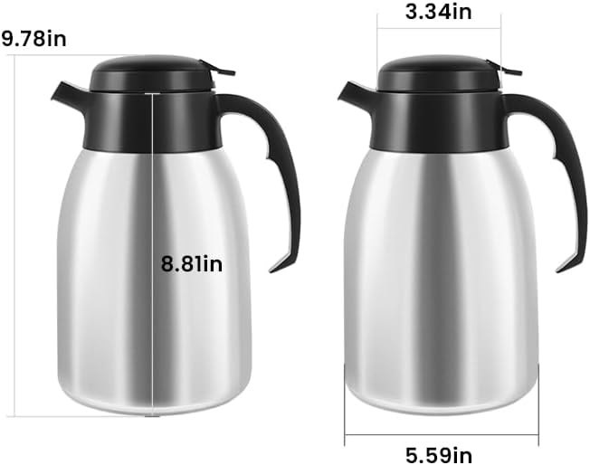 SYBO Thermal Coffee Carafe 74oz, 12 Hours Thermos, Insulated Stainless Steel Carafe for Keeping Hot/Cold Coffee, Tea, Water, Drink Dispenser for Parties, Travel, Camping, Office