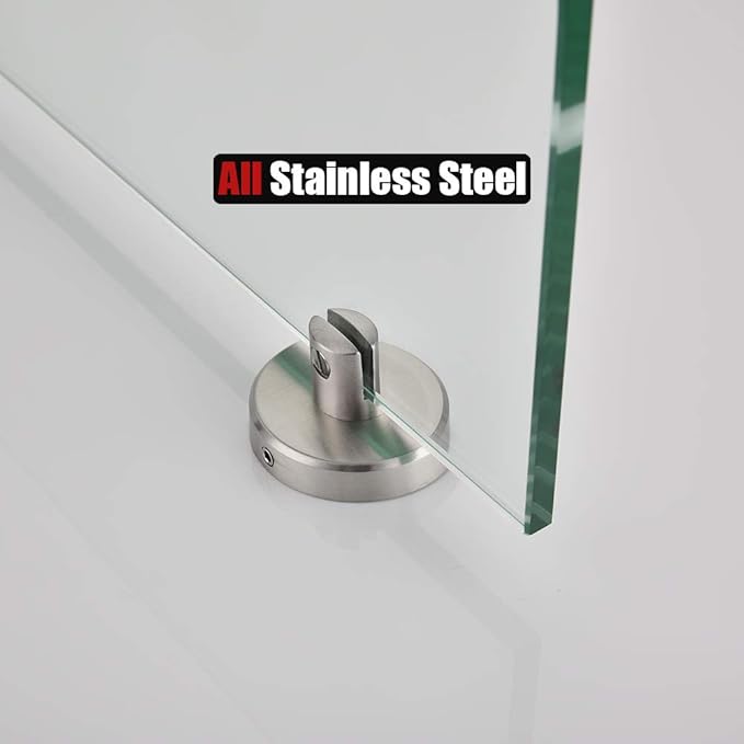 JQK Bathroom Glass Shelf, Tempered Glass Shower Storage 12 by 5 inches, 304 Stainless Steel Brushed Finish Wall Mount, TGS101L12-BN