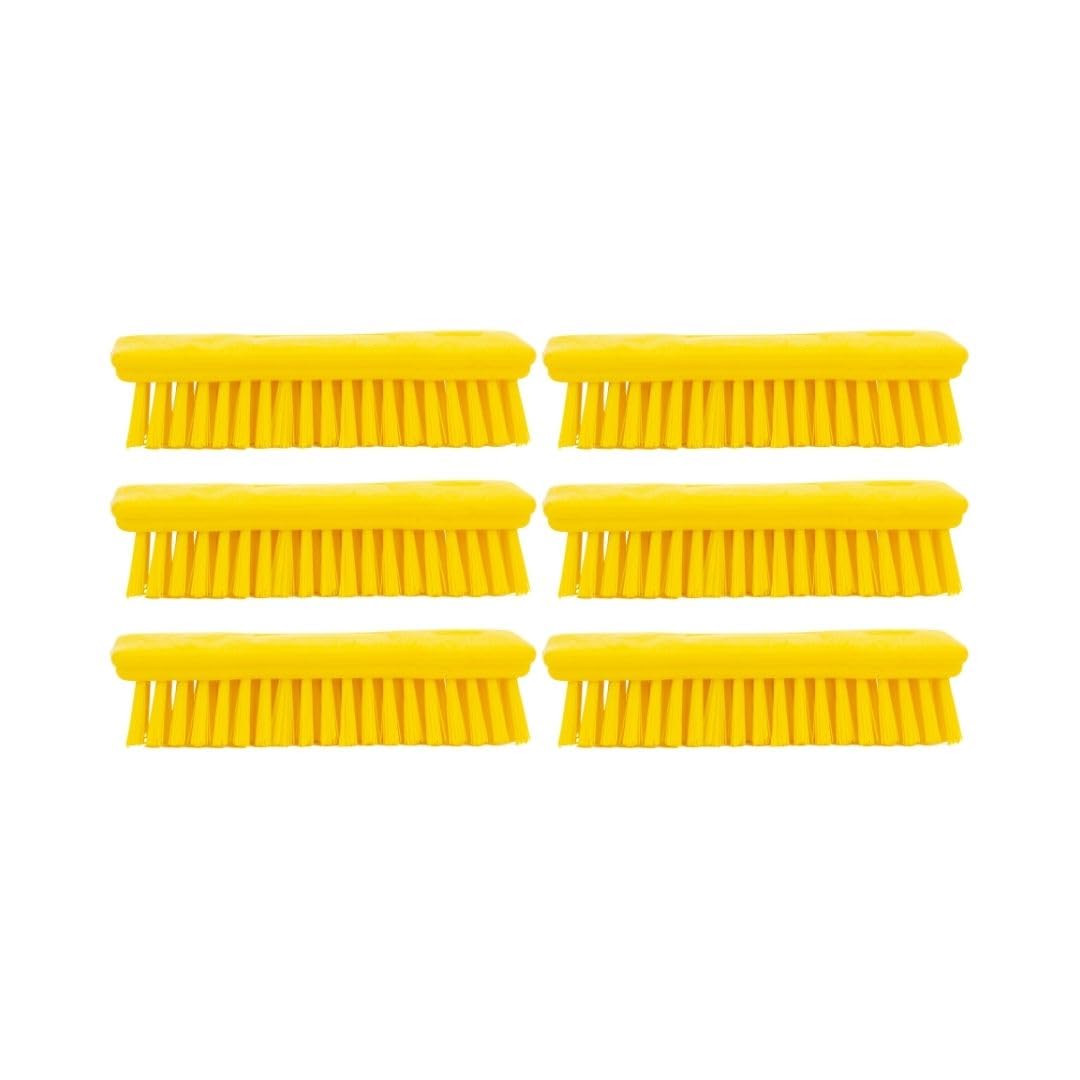 SPARTA 42024EC04 Comfort Grip Plastic Scrub Brush, Hand Brush For Cleaning, 8 Inches, Yellow, (Pack of 6)