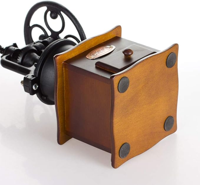Burr Coffee Grinder, Vintage Style Wooden Hand Grinder, Classic French Press Coffee Mill With Brush