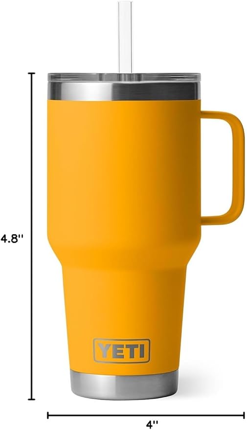 YETI Rambler 35 oz Tumbler with Handle and Straw Lid, Travel Mug Water Tumbler, Vacuum Insulated Cup with Handle, Stainless Steel, Beekeeper