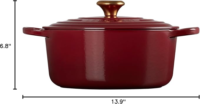 Le Creuset Enameled Cast Iron Signature Round Dutch Oven, 5.5 qt., Garnet