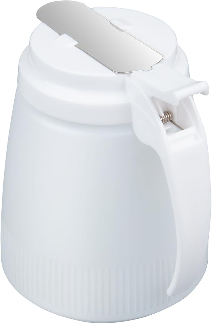 Restaurantware-Chef 101 32 Ounce All Purpose Syrup Dispenser, 1 Honey Dispenser - White Top, Stainless Steel Slide Cover, Plastic Pancake Syrup Bottle, Perfect For Diners, Restaurants, Home