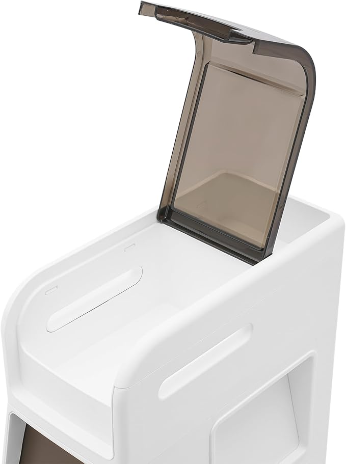 Slim Waterproof Narrow Bathroom Cabinet with Trash Bin Compact Design with Drawers and Toilet Paper Holder Movable Bathroom Organizers for Small Spaces (3Tier/25.2in H)
