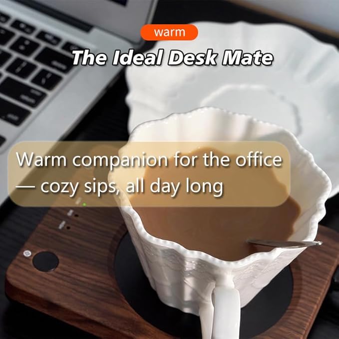 SEALON SLM02 Electric Coffee Mug Warmer - 3-Temperature Desk Cup Warmer with Auto Shut-Off (4 Hours) for Heating Coffee, Tea, Milk & Beverages