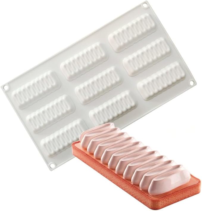 Silicone Mold for Baking Cakes,Soap Molds,Flower Shape Silicone Molds for Homemade French Dessert Mold for Pastry Chocolate,Jelly Chocolate Mold & Ice Cube Tray (B_ Long Wave Shape)