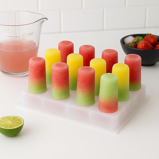 12-Cavity Ice Pop Gelatin Mold – Molde para Gelapaletas – 50 mL Popsicle Mold Tray – Plastic Frozen Gelatin Mold – Made in Mexico