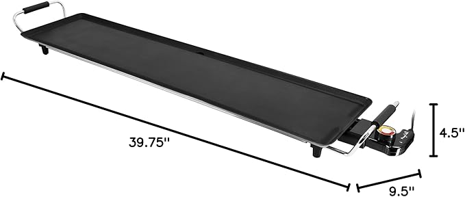 MegaChef Extra Long Electric Grill with Removable Drip Tray, Non-Stick Coating & Adjustable Temperature Control, Versatile Small Kitchen Appliance (35 Inch Grill)