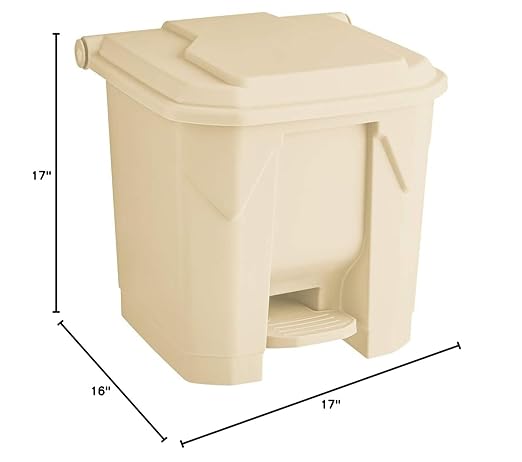 PRO&Family 32 Qt. / 8 Gallon Beige Rectangular Step-On Trash Can. Trash Bin Waste Basket Garbage Bin Recycle Bin Kitchen Garbage Can with Lid Recycle Bin