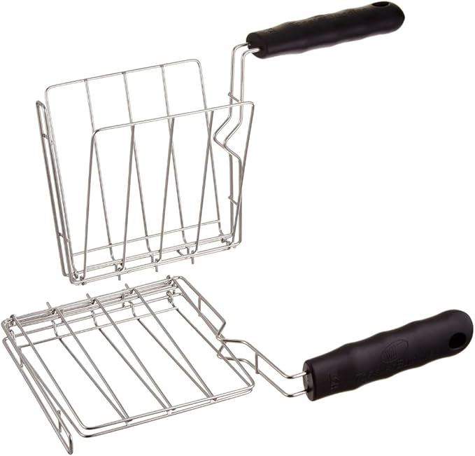 TOASTER BUDDIES, 2-Piece, Toaster basket, Sandwich Racks, 2 Slice-Toaster, Compatible with allmost all pop-up toasters, Toaster gadget, Regular, Black