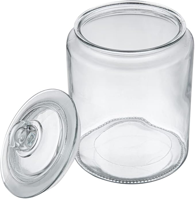 Restaurantware Glass Storage Containers - 1 Count 6 Liter Airtight Kitchen Canisters - Pantry Jars With Lids For Food - Clear Crystal Glass