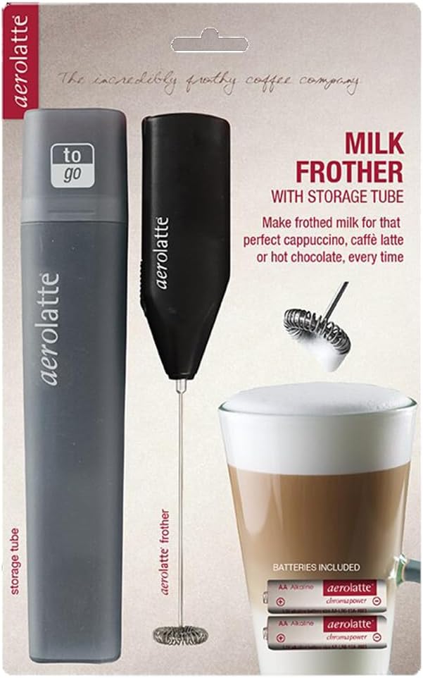 Aerolatte Milk Frother To Go with Travel Storage Case, The Original Steam-Free Frother, Black