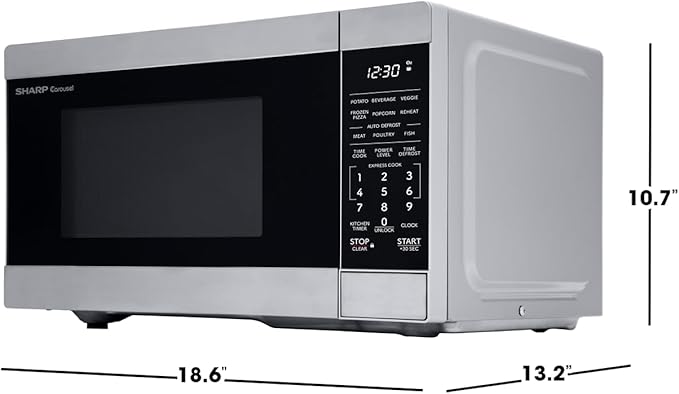 SHARP Countertop Microwave Oven with Removable 10.6" Carousel Turntable, 900 Watt, 0.9 Cubic Feet, Stainless Steel