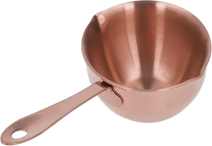 Stainless Steel Butter Warmer, Saucepan Chocolate Milk Butter Melting Pot Small Sauce Pan with Pour Spouts Cooking Pot for Hot Oil Soup Coffee Tea Warming (Pink Gold)