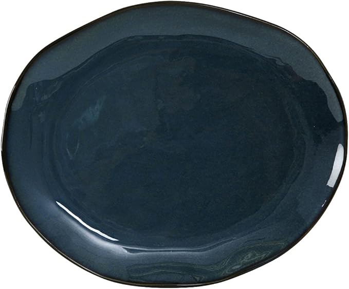 Tuxton China GAN-023 Platter, 13-1/4" x 11", Oval, Microwave and Dishwasher Safe, Oven Proof, Fully Vitrified, Ceramic, TuxTrendz, Artisan, Night Sky, Pack of 12