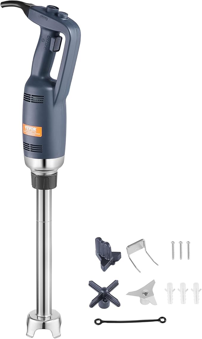 VEVOR Commercial Immersion Blender, 350W Heavy Duty Hand Mixer, 16 inch Stepless Variable Speed Mixer with Stainless Steel Blade, Multi-Purpose Portable Mixer for Soup, Sauces, Mashed Potatoes, Cream