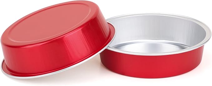 Beasea Disposable Mini Pie Tins with Lids, 20 Pack 4” 8oz Bright Red Aluminum Baking Foil Tins Small Round Tart Container for Individual Dessert Cupcake Muffin Cheesecake Ramekin Quiche Oven Dishes