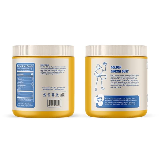 Popsmith Popcorn Butter Flavored Popcorn Salt - 23oz Jar - Movie Theater Popcorn Seasoning Powder - Vegan and Kosher - Butter Popcorn Seasoning Salt Made in USA