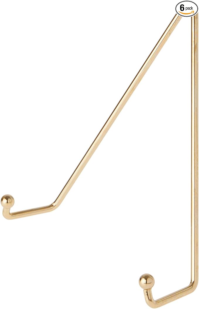 Bard's Shiny Gold-toned Wall Mountable Plate Hanger, 7.5" H x 6.25" W x 2.25" D (For Plates 8" - 10"), Pack of 6