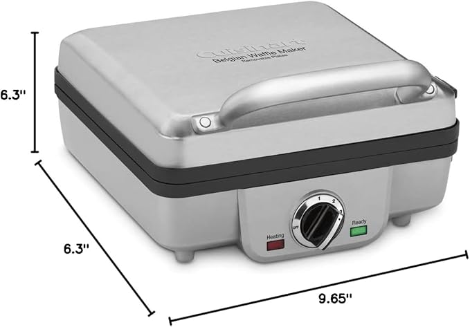 Cuisinart Belgian Waffle Maker with Pancake Plates, Nonstick Plates, 6 Browning Levels, Ready Indicator Lights, Temperature Control, Deep Waffle Pockets, WAF-300P1, Brushed Stainless