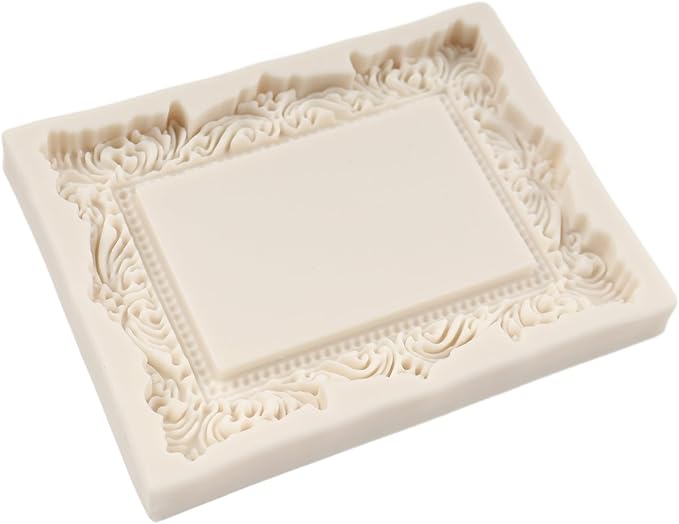 Baroque Photo Frame Fondant Molds Picture Frames Silicone Mold Vintage Mirror Frame Molds for Cake Decoration Cupcake Topper Chocolate Candy Polymer Clay Gum Paste Set of 2