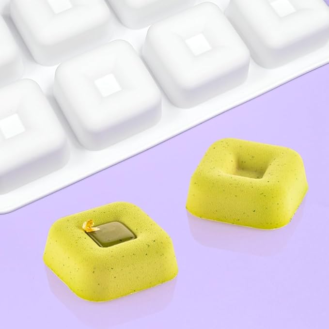 mostsom Silicone Molds Mousse Mold Square Silicone Candy Molds For Chocolate Truffle Mousse Cake Dessert Mold DIY Baking Mold Baking Tool 8-Cavity Butter Mould (H_ Small Square)