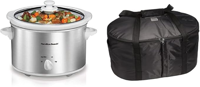 Hamilton Beach 4-Quart Slow Cooker (33140V) and Slow Cooker Travel Bag (33002)