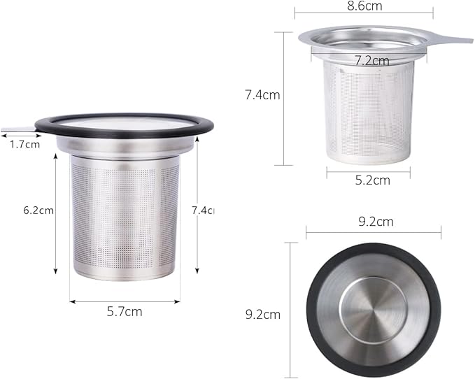 Tea Infuser, Extra Fine Mesh Tea Strainer with Silicone Lid, 304 Stainless Steel Tea Infusers for Loose Tea, Tea Steeper Basket Filter for Teapot, Mug, Cup