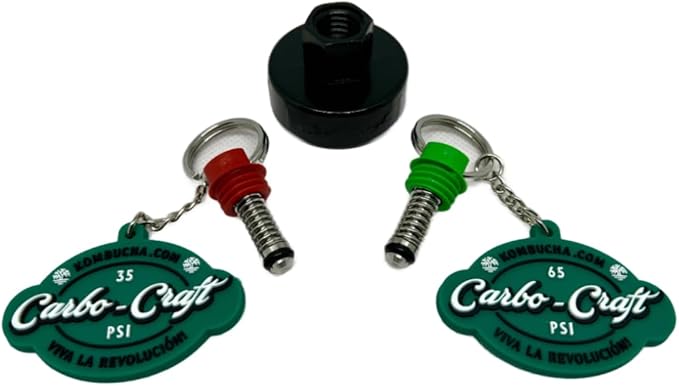 Kombucha.com Carbo-Caps: The Swingtop Slayer and Ultimate Carbonation System for Craft Beer & Kombucha Home Brewing. Viva La Revolución! (35 psi (Medium Carbonation), 2 Carbo-Caps + PRVs)