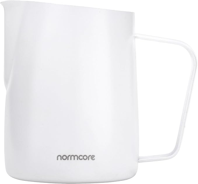 Normcore Milk Pitcher with Sharp Spout - Espresso Steaming Pitcher - Milk Frothing Jug - Espresso Barista Tool - Non-stick coating White - 20.3 oz (600 ml) (Pack of 3)