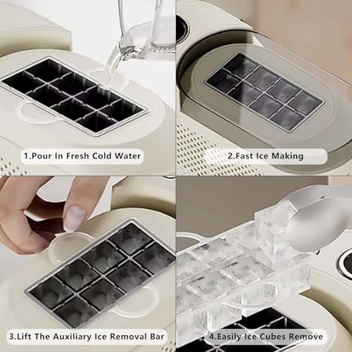 Portable Ice Maker, 8 Cubes in 10 Mins, Dual Power DC 12V & AC, Compact Countertop Machine for Home Office Camping Car, Purple