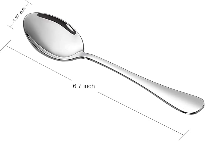 SANTUO Stainless Steel Teaspoon Set,12 Piece 6.7" Spoons Silverware,Dessert Spoons,Mirror Finish & Dishwasher Safe